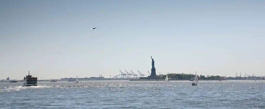 view of Statue of Liberty from Battery Park